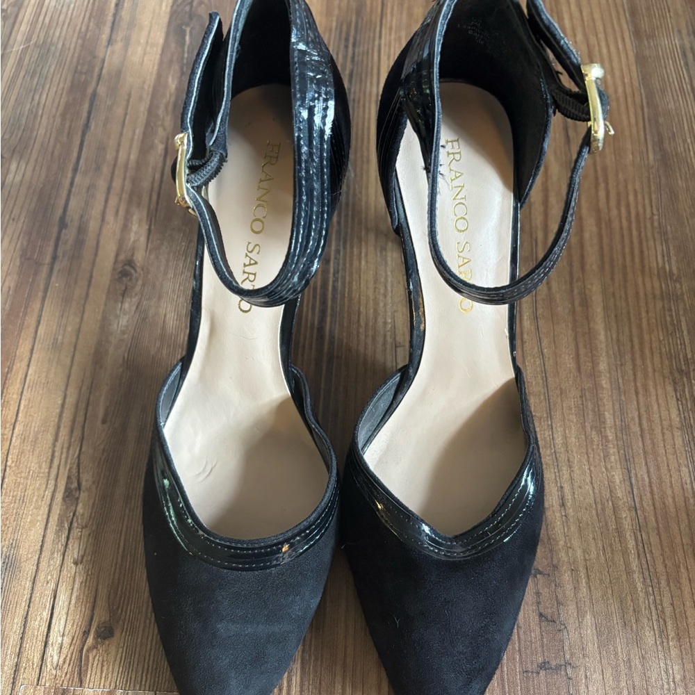 Franco Sarto Black Heels with Ankle Strap